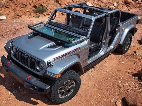 2024 Jeep Gladiator overhead exterior view with doors and roof off
